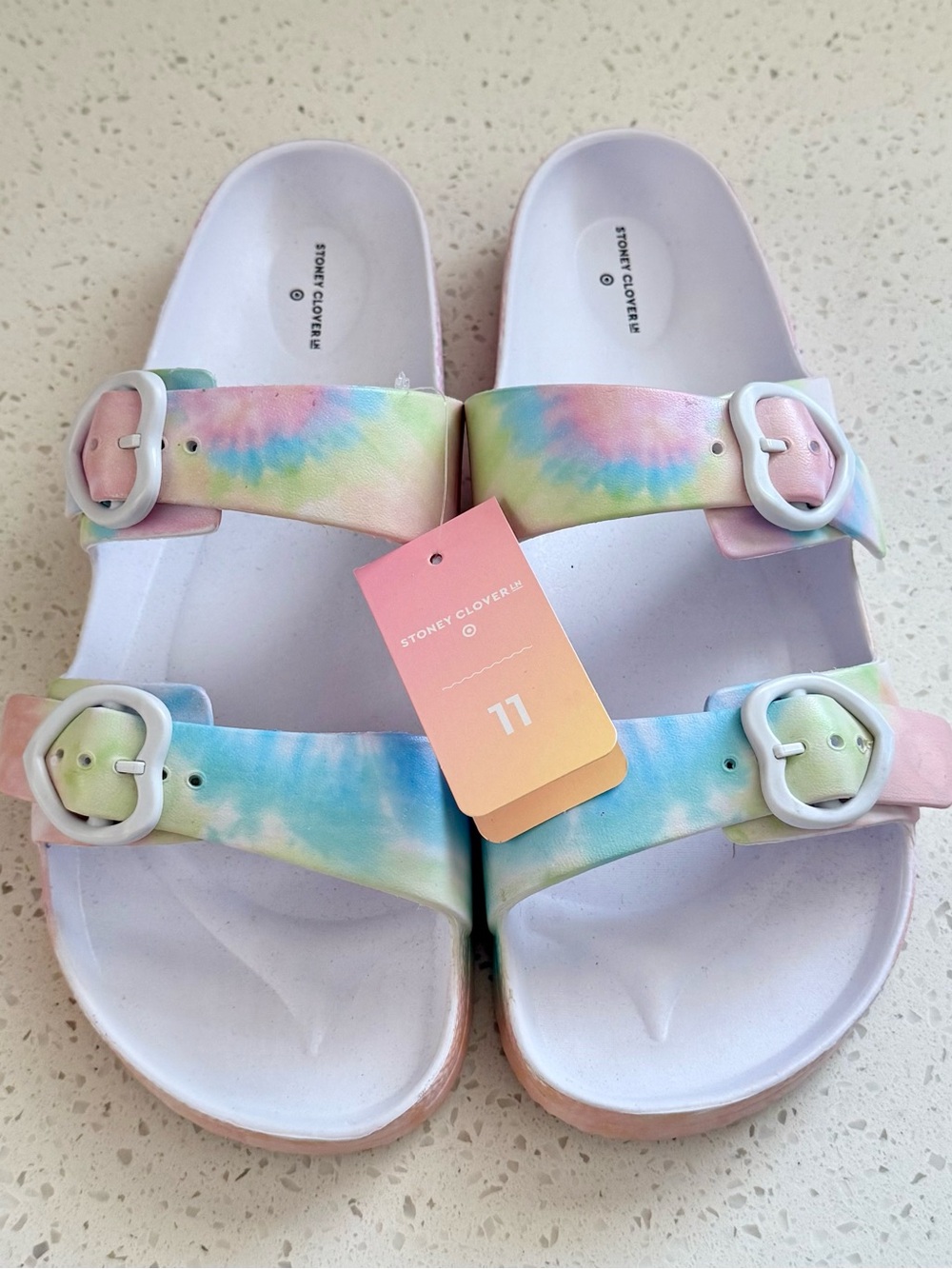 NWT Target x Stoney Clover Lane White and Rainbow Slide Sandals - Womens Size 11